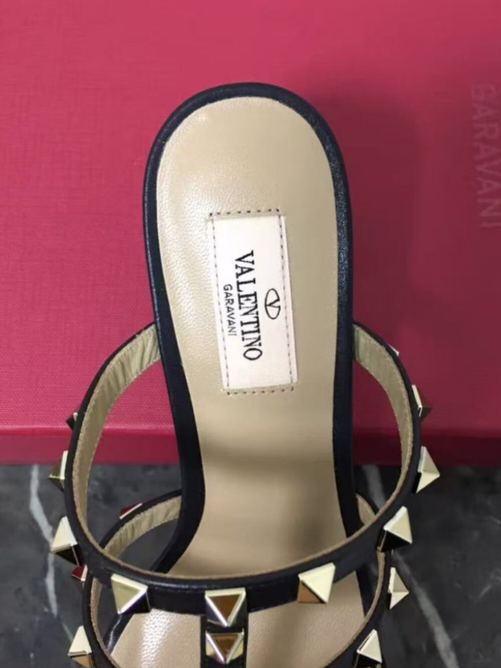 Valentino Garavani Gold Rockstud Cage Mule Low Heel Sandals - Picture 7 of 9